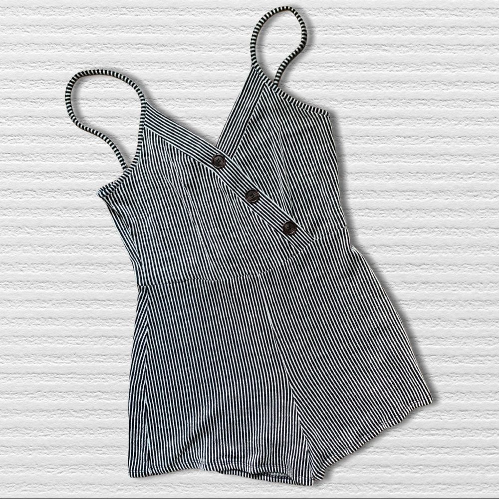 Black and White Striped Romper - NWOT